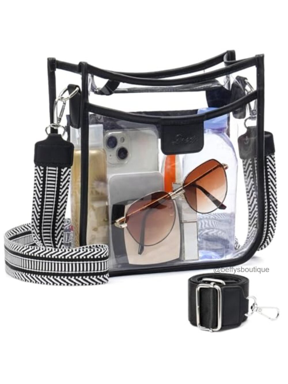 Clear Crossbody Purse Stadium Approved Bag with Wide Straps